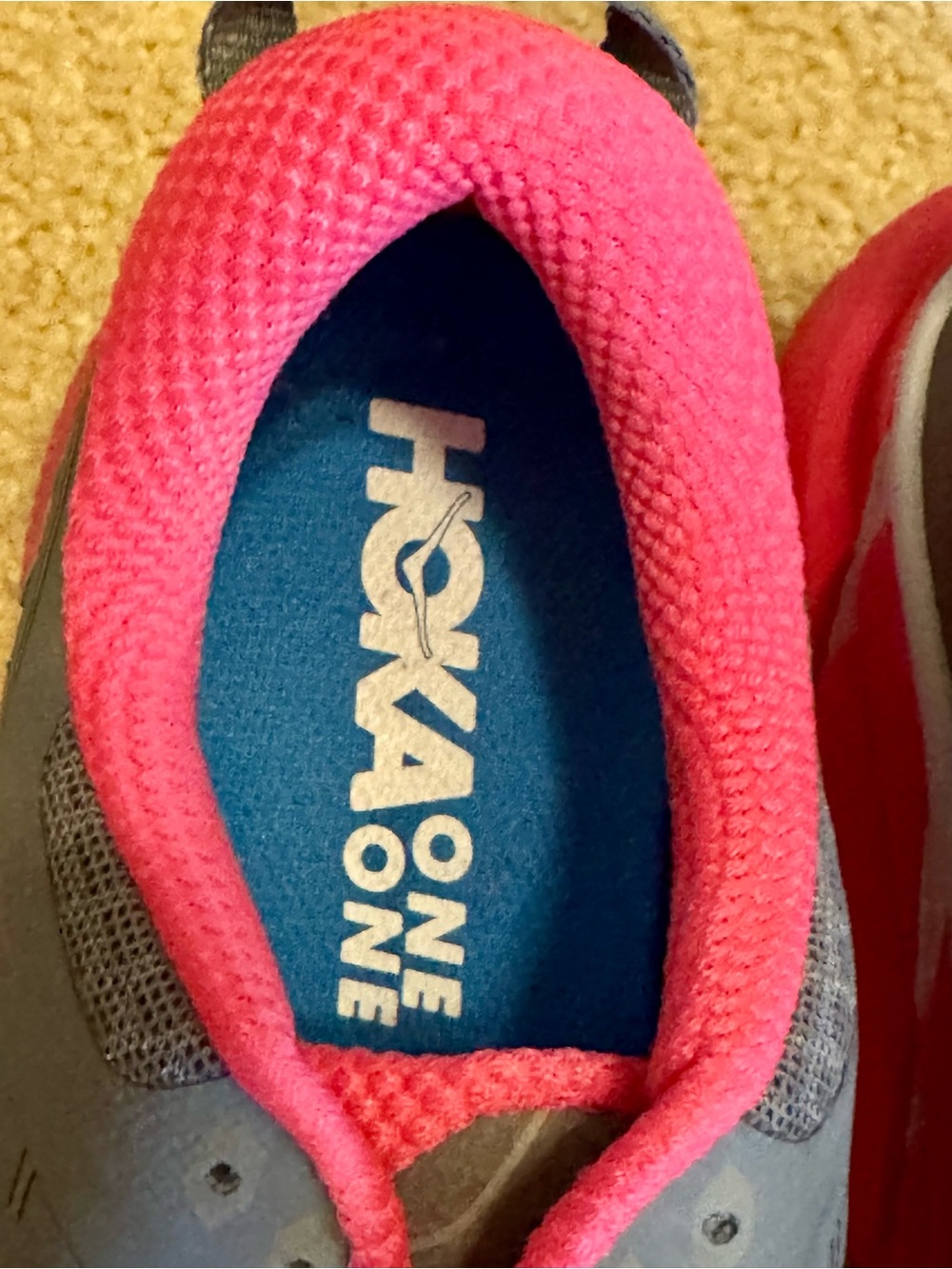 Hoka One on One’s Women's Gray and Hot Pink Athletic Running Shoes - Picture 3 of 8